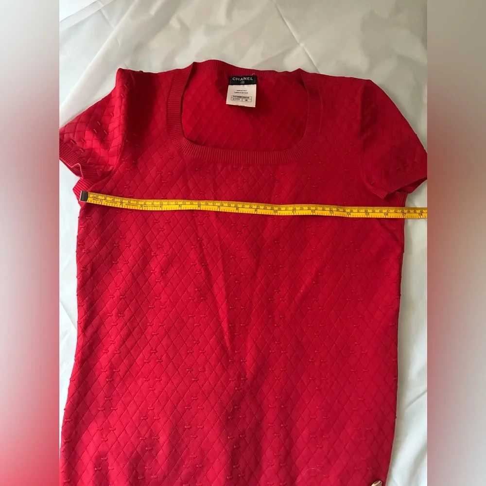 CHANEL 2014 Spring Red Textured Knit 2-Piece Skirt Suit Set